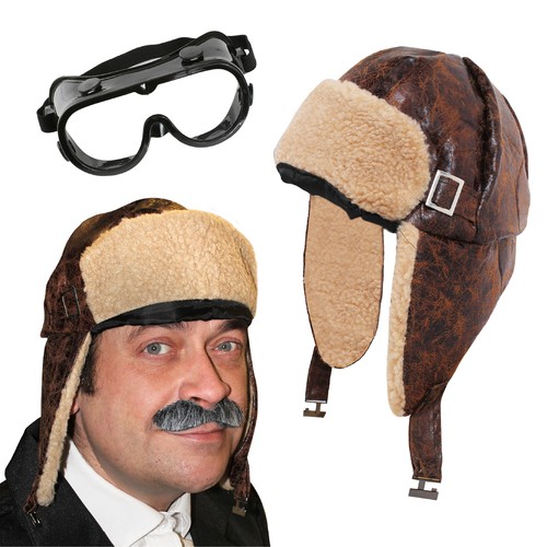 Faux leather flying hat - leather, &